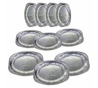 TENLITE Mixed Sizes Silver Aluminium Platters - Embossed Disposable Serving Trays for Parties, Buffets, Catering, Entertaining, Hosting - (10 Pcs (4pcs x 14” Inch, 3pcs x 17” Inch & 3pcs x 22” Inch))