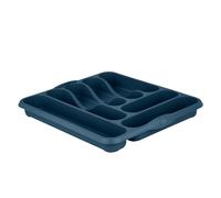 TENLITE NAVY Colour High Grade Plastic 7 COMPARTMENT Large Cutlery Tray Kitchen Drawer Organiser Storage Trays, Compact Plastic Tray for Knives, Forks and Spoons (42.00 x 37.00 x 5.00 cm) - (1)