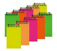 TENLITE Neon Colour Mini Spiral Notepads 11.5 x 7 cm - Unruled Colourful Pocket Memo Jotter Pads with 20 Sheets Each - Small Notebooks for Office, School, Lists, Quick Notes, Travel
