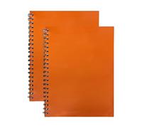 TENLITE Orange A4 Spiral Notebook - Twin Wire Bound Lined Notepad with Hard Cardboard Cover, 140 Ruled Pages, Durable Writing Pad For Office, School, Journal & Work Note