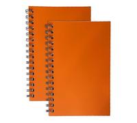 TENLITE Orange A5 Spiral Notebooks - (2 Pack) Lined Writing Pads with Hard Cover, 140 Ruled Pages - Twin Wire Bound Notepads for School, Office, Work, Journaling & Daily Notes - Durable & Compact