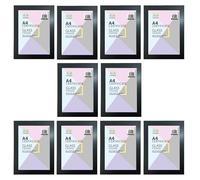 TENLITE Pack Of 10 - A4 Photo Frames (21 x 29.7cm) - Sleek Certificate & Poster Frames with Styrene Window - Wall & Tabletop Display - Perfect For Art, Prints, Photos & Home Décor - (BLACK)