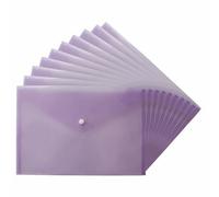 TENLITE (Pack of 10) A4 Translucent Plastic Wallets - Durable Document Folders with Secure Stud Button Closure - Waterproof A4 Popper Wallets for Home, School & Office - (Purple)