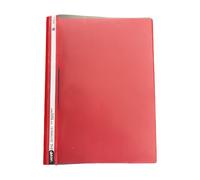 TENLITE (Pack of 100) A4 Plastic Document Folders - Clear Front Report Files with Twin Prong Fasteners for Organising Office Papers, Student Work & Business Presentations - (Red)