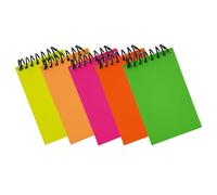 TENLITE Pack Of 15 Mini Spiral Notebooks - Assorted Bright Neon Colours - Small Wirebound Notepads with Unruled Plain Sheets - 11.5 x 7 cm Pocket Size - For Notes, Sketching, Lists, Office, School