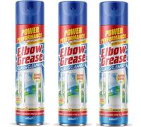 TENLITE (Pack of 3) - Elbow Grease Glass Cleaner Aerosol Spray 400ml - Streak-Free Window & Mirror Cleaner, Fast-Drying Foaming Glass Cleaning Spray for Crystal Clear Shine