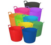TENLITE [Pack of 3 Large flexi tub bucket storage / flexi tub with handles for Home and Garden | Random Colour - (42L)