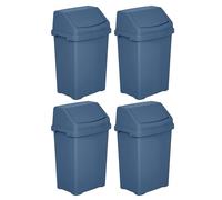TENLITE (Pack Of 4) - 50L Litre LARGE Bin with Swing Style Lid Flip Top Strong Plastic Waste Rubbish Trash Can Under Kitchen Counter Lift Top Everyday Use Bin Perfect For Home/Office/Kitchen - NAVY