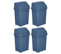 TENLITE PACK OF 4-8L Litre SMALL Bin with Swing Style Lid Flip Top Strong Plastic Waste Rubbish Trash Can Under Kitchen Counter Bin Perfect For Office/Kitchen/Bathroom - NAVY