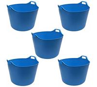 TENLITE [Pack of 5] Extra large 75l flexi tub bucket storage/flexi tub with handles for Home and Garden (Sky Blue)