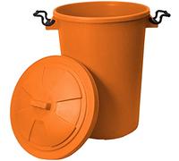 TENLITE Plastic Dustbin Fun Bin Recycle Bin Swing Bin Slimline Bin Trash Can Rubbish Waste Bin Storage Bin Animal Feed Bin With Lid For Home Kitchen Office Garden (Orange, 50L Dustbin)