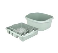 TENLITE Plastic Large Rectangular Washing Up Bowl with Large Dish Drainer For Home Kitchen ( )