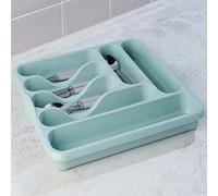 TENLITE Plastic Rectangular Washing Up Bowl/Large Dish Drainer/Large Cutlery Tray for Kitchen Regular use (Cutlery Tray, Silver Sage)