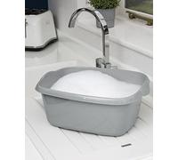 TENLITE Rectangular Washing Up Bowl Wash Up Dish washing Washtub, Approx 12 Litre, 39 x 32 x 16 cm - (Silver)