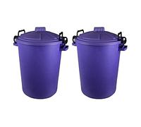 TENLITE [Set of 2] 50L Storage Bin with lid Heavy duty | Plastic Dustbin Storage Unit with Locking Lid for Home Garden Rubbish Waste Animal Feed - . . (Purple)