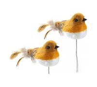 TENLITE Set of 2 Decorative Robins Birds on Wires - Artificial Feather Birds for Christmas Tree, Wreaths, Crafts & Home Décor - Realistic Orange and White Robin Decorations
