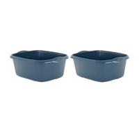 TENLITE [Set of 2 High Grade Rectangular Washing Up Bowl | Dish Washing Bowl, Kitchen Basin Sink Bowl Approx 12 Litre | 39 x 32 x 16 cm (Navy)