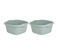 TENLITE SET OF 2 - Silver Sage 32cm High Grade Plastic Multipurpose Strong Square Washing Up Bowl Sink Organiser Wash Tub For Daily Needs in Home/Kitchen.