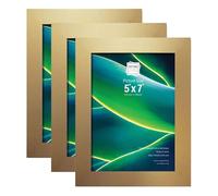 TENLITE [SET OF 3 - GOLD Frames with Glass Front - Versatile Wall-Mountable & Freestanding Design with Built-In Hanging Hook - Sleek and Stylish Décor For Home & Office - (WHITE, 5" x 7" Inch)