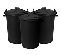 TENLITE (Set of 3) Large 50L Bin/Storage Bin With lid For Homes Gardens Animal Feed (Black)