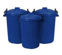 TENLITE (Set of 3) Large 50L Bin/Storage Bin With lid For Homes Gardens Animal Feed (Blue)