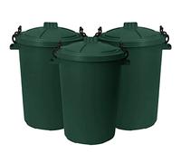 TENLITE (Set of 3) Large 50L Bin/Storage Bin With lid For Homes Gardens Animal Feed (Dark Green)