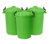 TENLITE (Set of 3) Large 50L Bin/Storage Bin With lid For Homes Gardens Animal Feed (Lime Green)