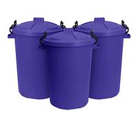 TENLITE (Set of 3) Large 50L Bin/Storage Bin With lid For Homes Gardens Animal Feed (Purple)