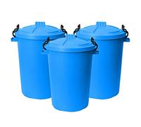 TENLITE (Set of 3) Large 50L Bin/Storage Bin With lid For Homes Gardens Animal Feed (Sky Blue)