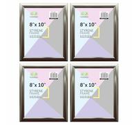 TENLITE Set Of 4-8 x 10 Inch Premium Silver Picture Frames with Styrene Front, Freestanding & Wall-Mountable Display Frames For Photos,Certificates - Ideal For Home Wall Décor, Office & Tabletop Use