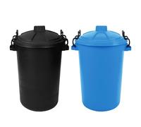 TENLITE - Set Of Black And Sky Blue Colour 80L / 85L Heavy-Duty Plastic Bin with Waterproof Lockable Lid - Durable Garden Waste & Animal Feed Storage Bin - Made in UK, Ideal For Outdoor Use