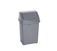 TENLITE Swing Bin Plastic Dustbin With Swing Top Lid Waste Paper Rubbish Trash Can Recycling Swing Bin Garbage Refused Storage Bins For Bathroom Vanity Office & Home. (Silver)