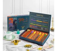 TENLITE Tea Treasure Gift Box - 6 Loose Leaf Herbal Tea Blends in Glass Tubes with Brass Infuser - Chamomile, Lavender Vanilla, Moroccan Mint, Cinnamon, Turmeric & Green Tea - Relaxation Wellness Gift