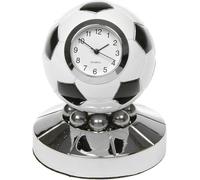 TENLITE Techno Black and White Football Clock - Modern Globe Soccer Ball Wall Clock, Silent Non-Ticking, Sports Fan Gift, Football Room Decor for Boys, Teens, Adults, Bedroom or Office
