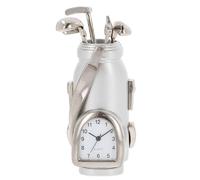 TENLITE Techno Slim Golf Bag Desk Clock - Miniature Golf Bag Shaped Analogue Clock - Metal Desk Ornament for Golf Lovers - Small Office Gift for Men, Dad, Boss, Golfer