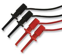 TENMA Hook Clip Test Lead Set - Red & Black Pair, 0.5m Insulated Leads, 60V Rated