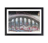 Tenmangu Festival at Osaka by Yashima Gakutei Framed Print | A2 Black Framed Wall Art | Ready to Hang | Modern Nature Picture | Living Room Bedroom Lounge Office