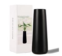 TENMEDARY Black Matte Ceramic Pampas Grass Flower Vase for Living Room Table Home Office