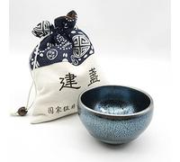 Tenmoku Glaze Big Ceramic Host Tea Cup Temmoku Jianzhan Handmade Porcelain Bowl Cup Jian Zhan Blue Dragon Scales Pattern