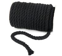 tenn well 10mm Cotton Rope, 50 Feet Thick Multifunctional Craft Rope for Macrame Knitting, Wall Hangings DIY Crafts and Decoration (Black)