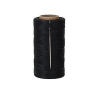 Tenn Well 150D Waxed Thread, 984 Feet 1MM Flat Sewing Waxed String with 1pc Needle for Bookbinding, Shoe Repairing, DIY Leather Projects (Black)