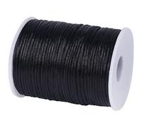 Tenn Well 2mm Bracelet String, 90m Black Satin Nylon String for Bracelet Necklaces Jewelry Making, Beading, Knotting, Binding, Wrapping and Crafts
