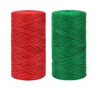 tenn well 2mm Jute Garden String, 200m Natural Jute Twine Colored String for Gift Wrapping, Gardening Floristry and Crafts Decoration (Red Green)