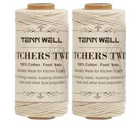 Tenn Well Butchers String, 3Ply 200m Strong Cotton Kitchen Twine Food Safe Oven Cooking String for Meat Trussing Tying, Chicken Roasting and Sausage Making (Beige)