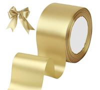 tenn well Gold Ribbon 50mm, 22 Meters Smooth Fabric Satin Ribbon for Gift Wrapping, Crafting, Hair Bows, Wedding Party and Christmas Decoration