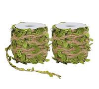 tenn well Green Leaves Jute String, 40M Natural Jute Twine String Leaf Ribbon for Wedding Party Favor Home Garden Decoration