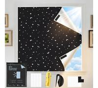 tenn well Stick on Blackout Blinds 200x145cm, Portable Total Blackout Blinds for Windows, No Drill Blinds Blackout Star Moon Design for Travel, Bedroom, Car