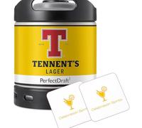 Tennent’s Lager PerfectDraft Beer Keg 6L | 4% ABV Draught Lager for PerfectDraft Machine | with 2 Celebration Spirits Beer Mats