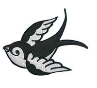 TENNER.LONDON Swallow Iron on/Sew On Embroidered Patch Applique Embroidery Martins Swift Bird Motif transfer