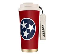 Tennessee Flag Print Steel Coffee Mug,Coffee Thermos Outdoor,Camping Mug with Leak-Proof Lid,Portable Cups for Keep Hot/Ice